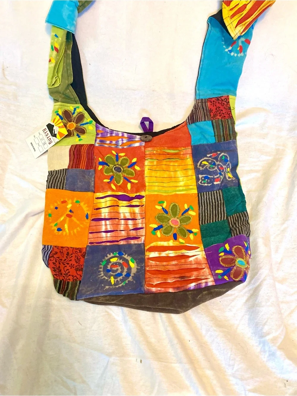 NWT Rising International Patchwork Hobo Bag Boho Crossbody Hippie Nepal Cotton